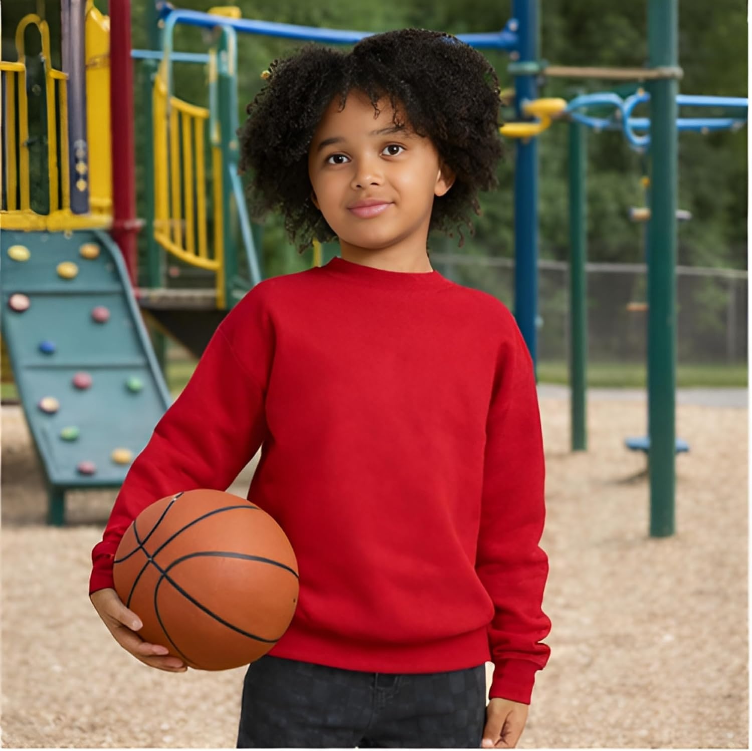 image:imageHanes Boys EcoSmart Sweatshirt Cotton Crewneck Pullover Kids Fleece SweatshirtDeep Red