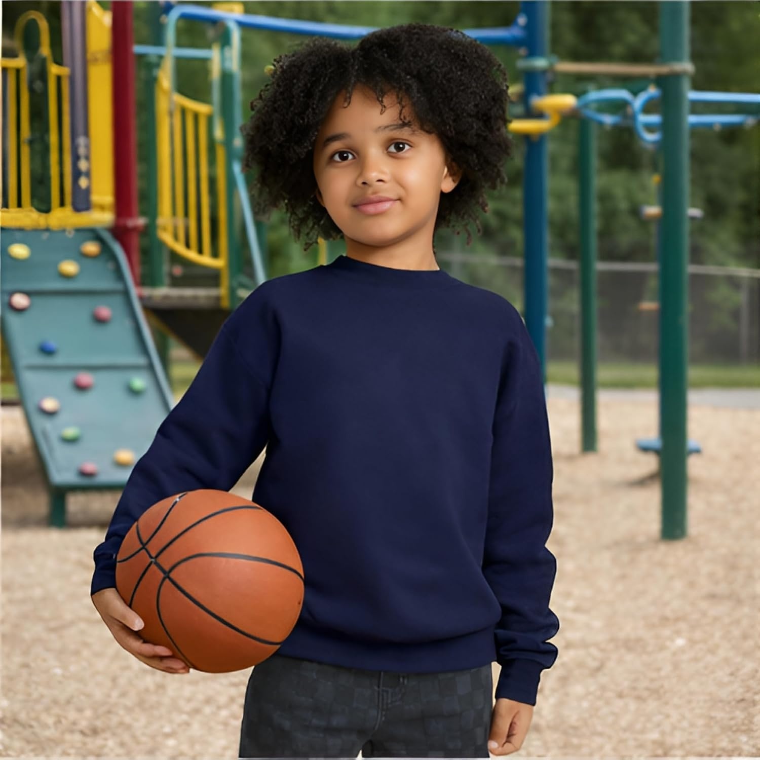 image:imageHanes Boys EcoSmart Sweatshirt Cotton Crewneck Pullover Kids Fleece SweatshirtNavy