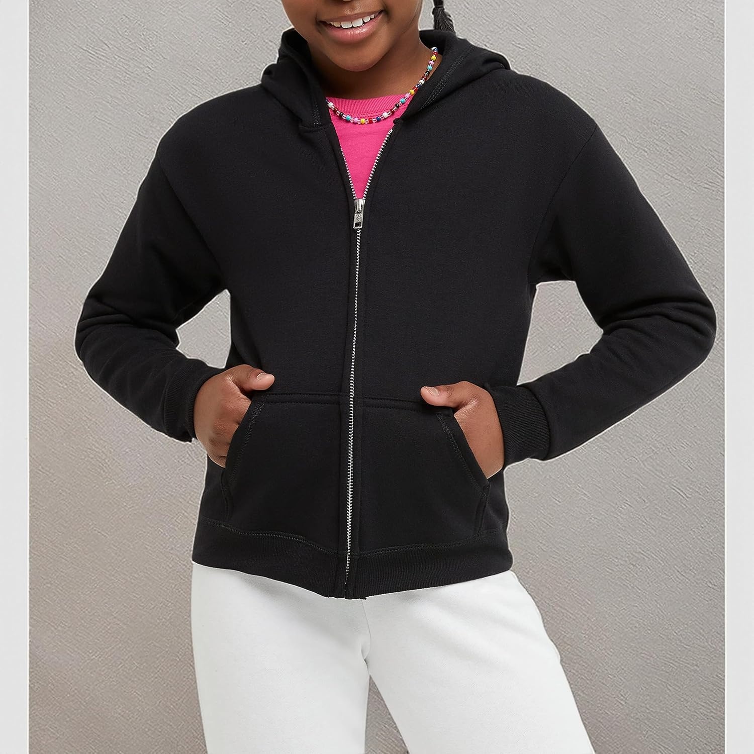 image:imageHanes Girls Comfortsoft Ecosmart FullZip HoodieBlack