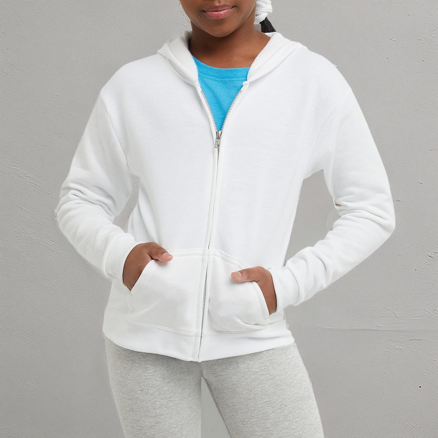 image:imageHanes Girls Comfortsoft Ecosmart FullZip HoodieWhite