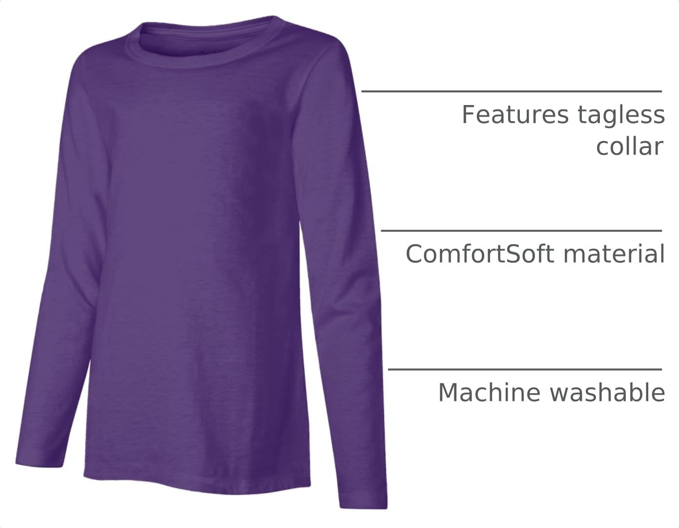 image:imageHanes Girls Comfortsoft Long Sleeve TeePurple Crush