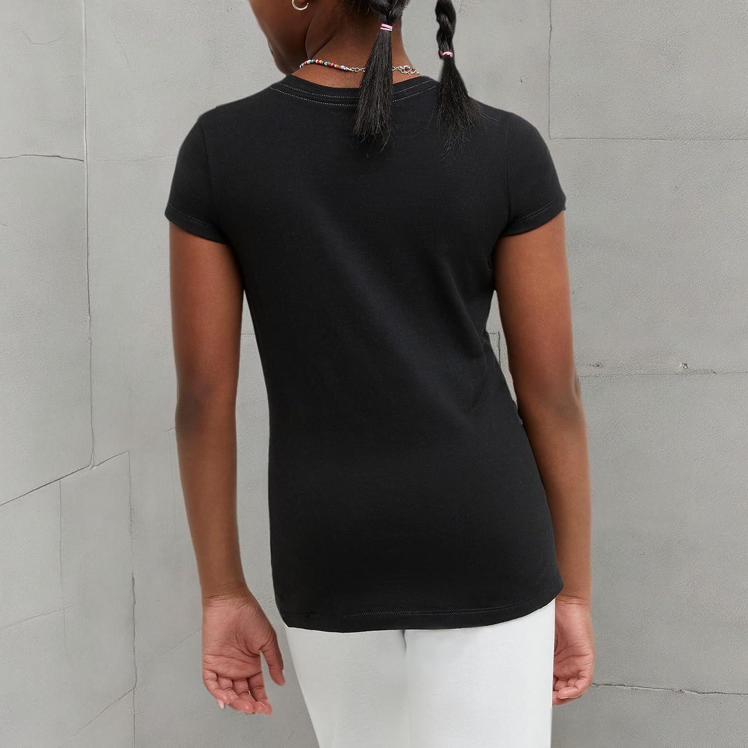 image:imageHanes Girls Cotton TShirts Essential Girls Tees Cotton Shirts for Girls 2PackEbony
