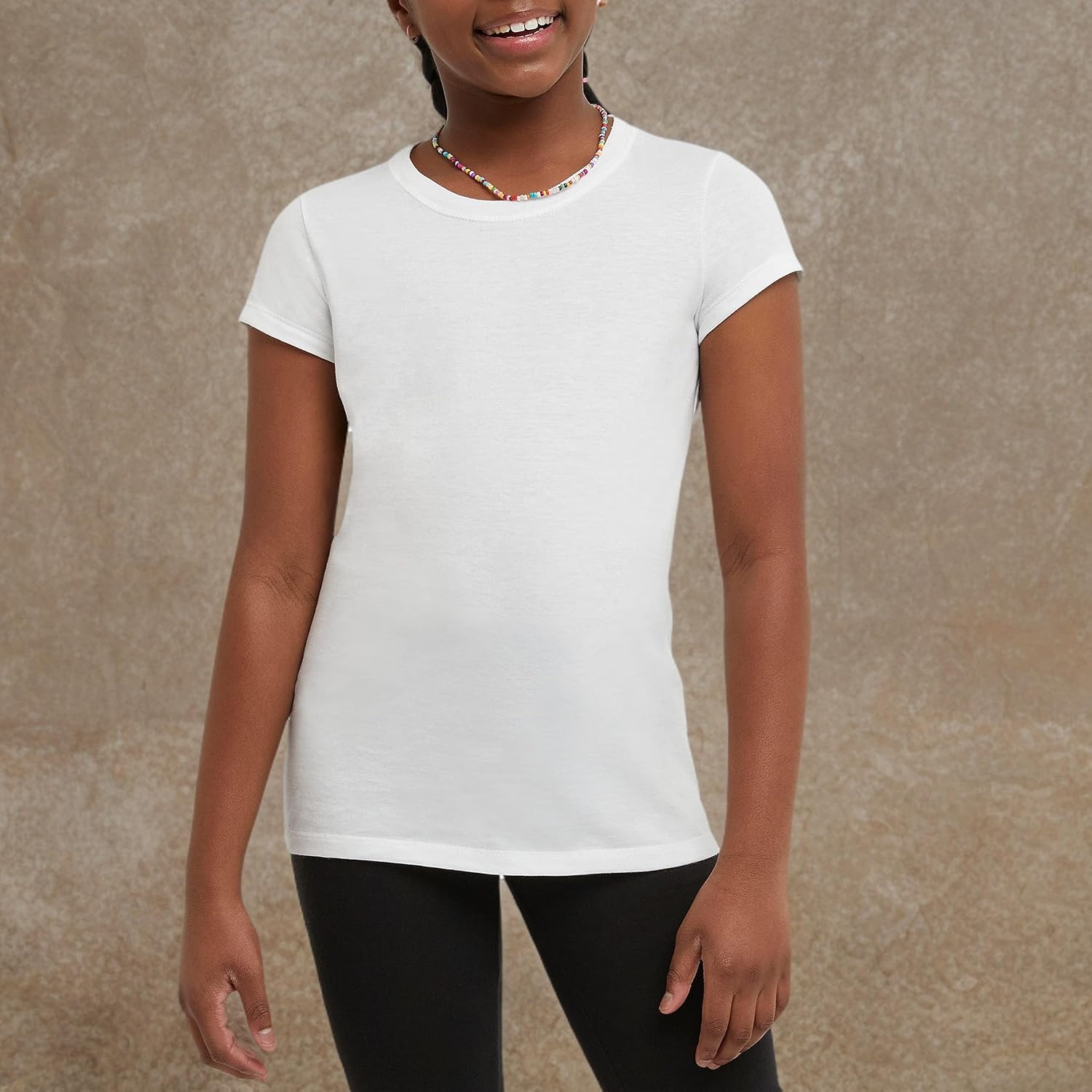 image:imageHanes Girls Cotton TShirts Essential Girls Tees Cotton Shirts for Girls 2PackWhite