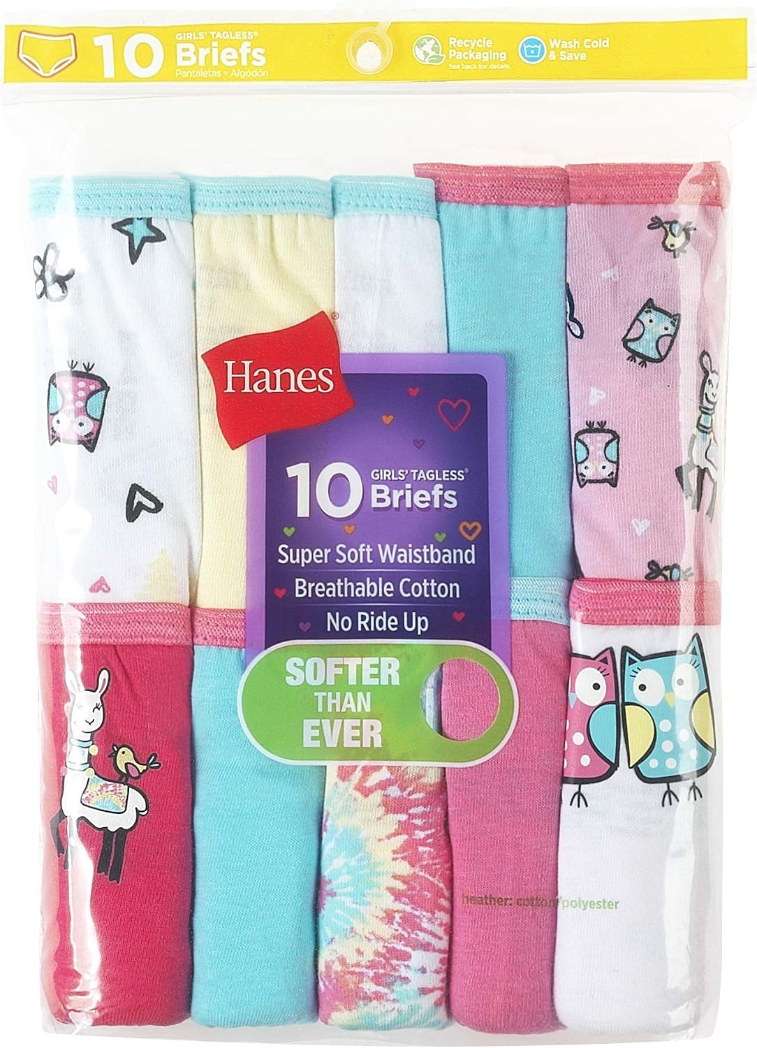 image:imageHanes Girls Hanes Girls 20pack Tagless Cotton Brief PantiesBriefs Assorted 10 Pack