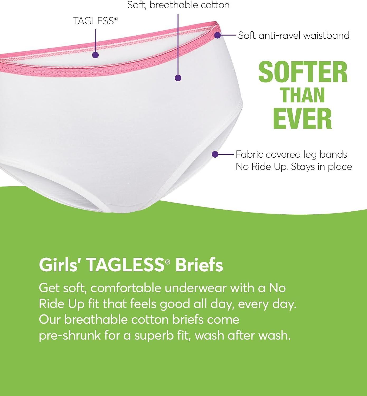 image:imageHanes Girls Hanes Girls 20pack Tagless Cotton Brief PantiesBriefs Assorted 2 10 Pack