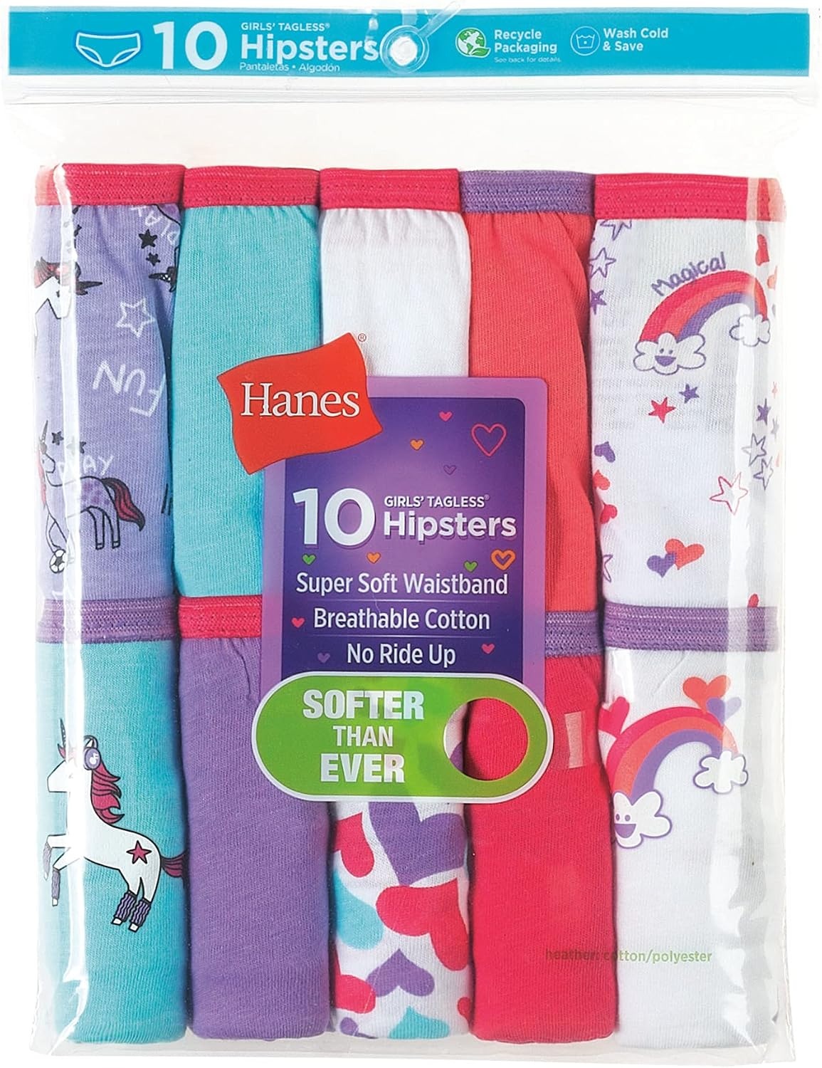 image:imageHanes Girls Hanes Girls 20pack Tagless Cotton Brief PantiesHipster Assorted 10 Pack