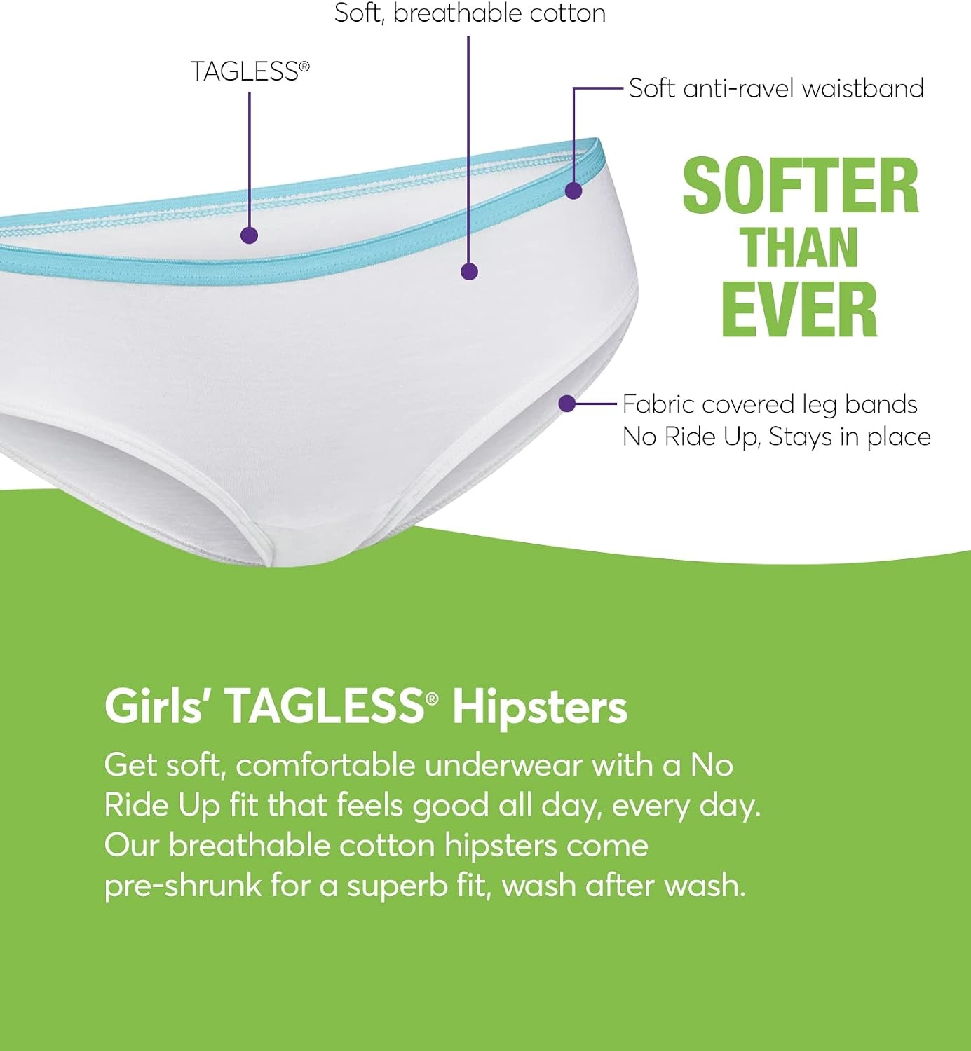 image:imageHanes Girls Hanes Girls 20pack Tagless Cotton Brief PantiesHipster Assorted 20 Pack
