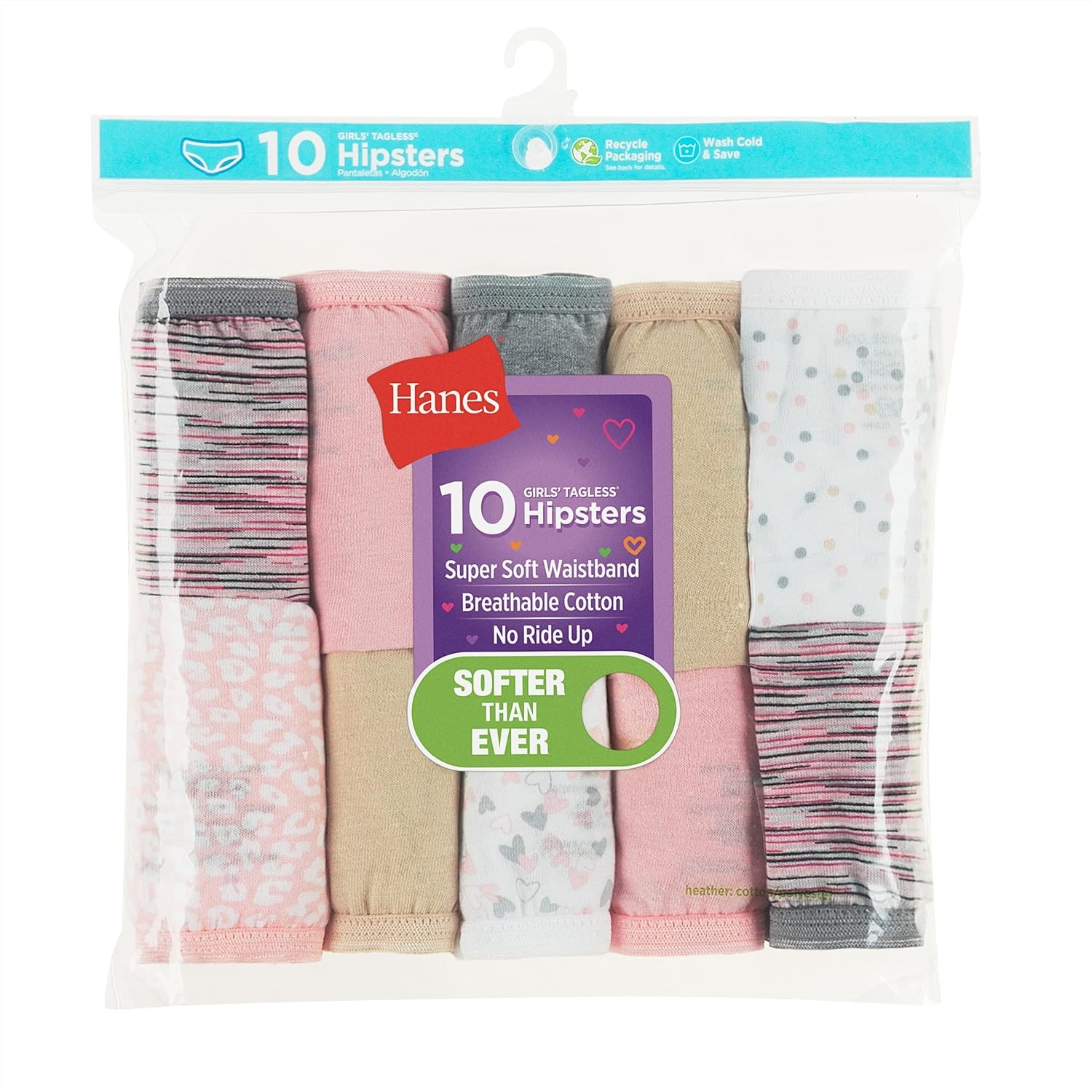 image:imageHanes Girls Hanes Girls 20pack Tagless Cotton Brief PantiesHipster Assorted 2 10 Pack