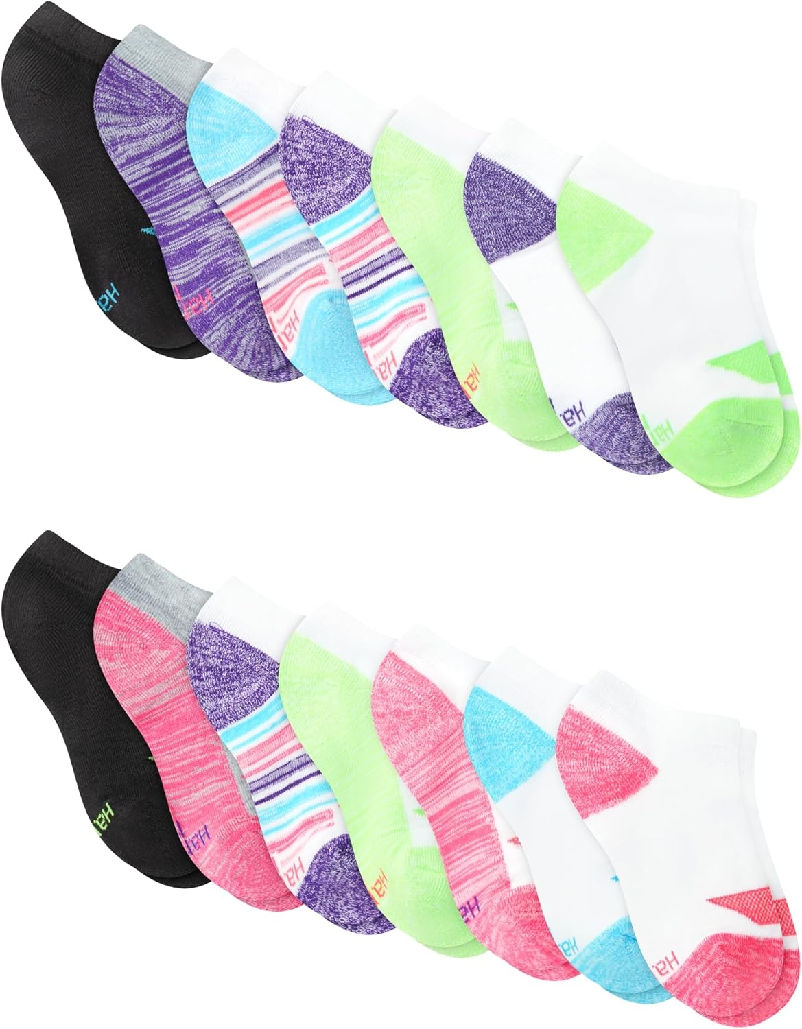 image:imageHanes Girls Socks Cool Comfort Moisturewicking Socks Ankle amp No Show Ez Sort Multi PackWhite 14 Pack