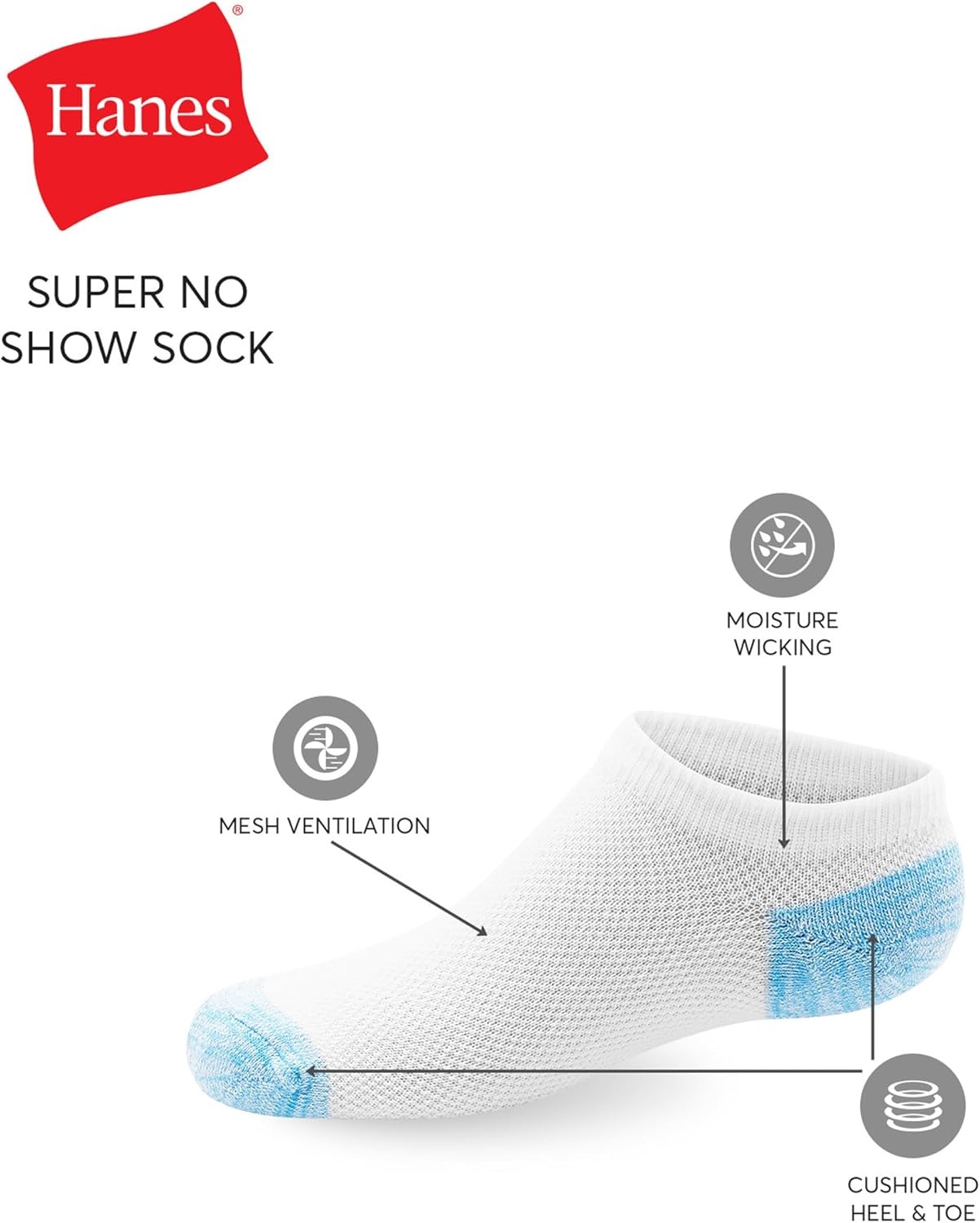 image:imageHanes Girls Socks Cool Comfort Moisturewicking Socks Ankle amp No Show Ez Sort Multi PackWhite 14 Pack