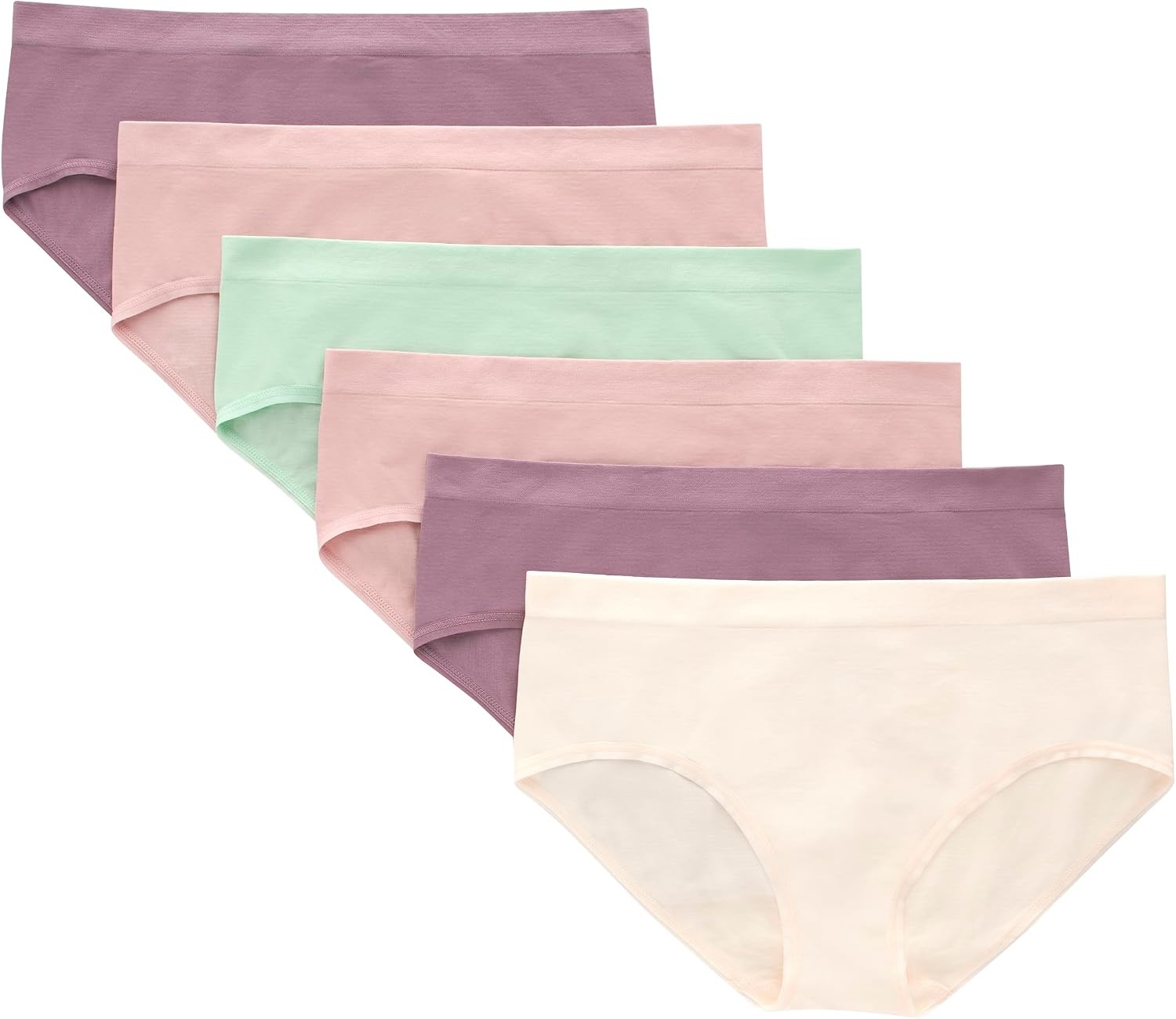 image:imageHanes Tween Girls Underwear Seamless Girls Panties Boyshort amp Hipster Assorted Colors 6PackIvoryMintPinkPlum