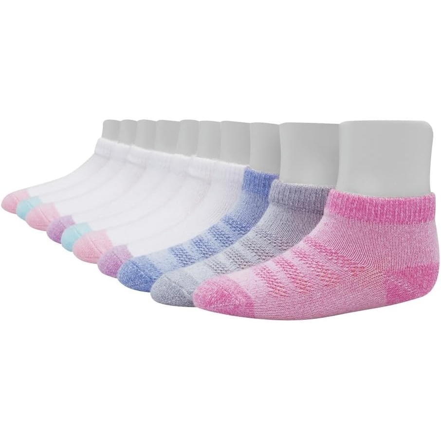 image:imageHanes Baby And Toddler Socks Nonslip Grip Ankle Socks Boys and Girls MultipacksPink 10 Pack