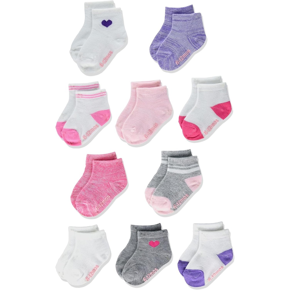 image:imageHanes Baby And Toddler Socks Nonslip Grip Ankle Socks Boys and Girls MultipacksPinkWhitePurpleGrey 10 Pack