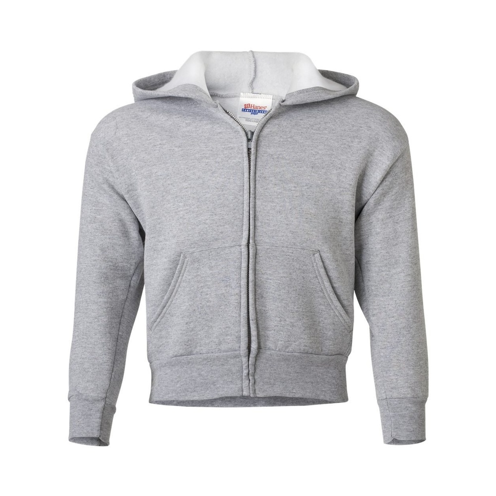image:imageHanes Big Boys Eco Smart Fleece Zip Hood Black LargeLight Steel