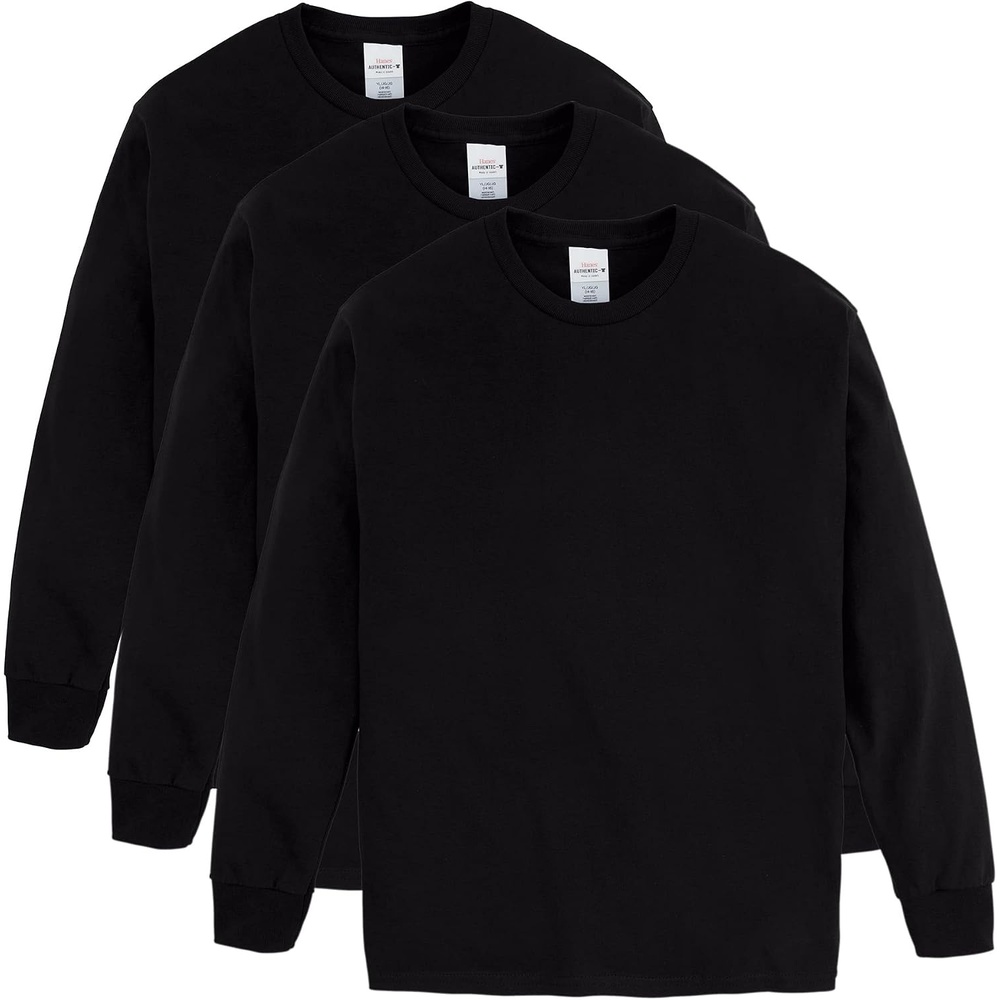 image:imageHanes Boys ComfortSoft LongSleeve TShirt Pack Cotton Tees for Boys 3PackBlack