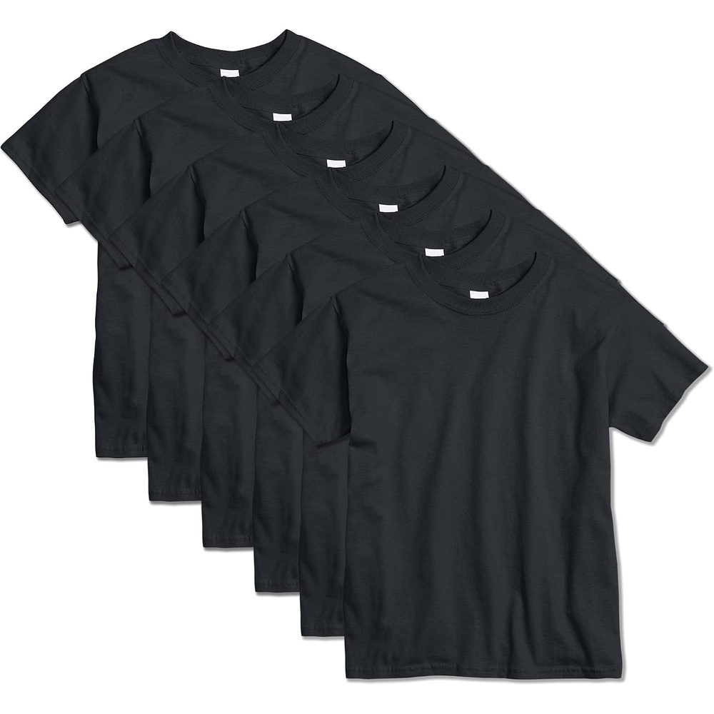 image:imageHanes Boys Essentials Short Sleeve Tshirt Value Pack 3 or 6PackBlack 6 Pack