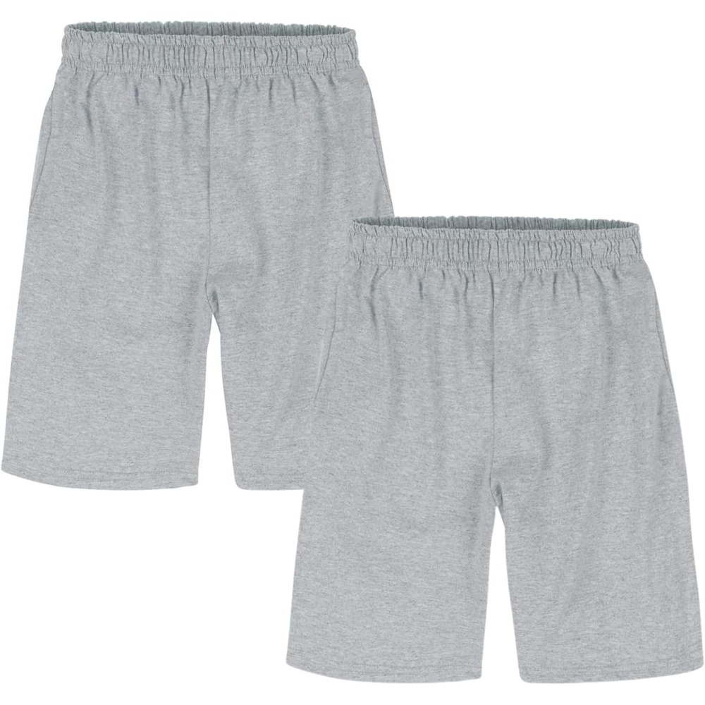 image:imageHanes Boys Jersey Shorts Pack 2Pack Cotton Shorts for Boys with Pockets PullOn ShortsLight Steel
