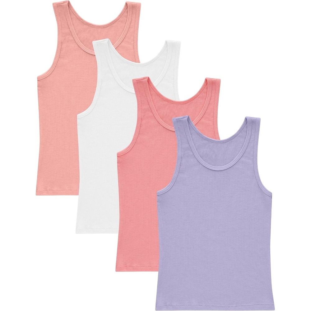 image:imageHanes Girls Originals Tank Pack Supersoft Tank Top for Girls Modal Stretch Rib Tanks 4PackPinkWhiteCoralViolet 4pack