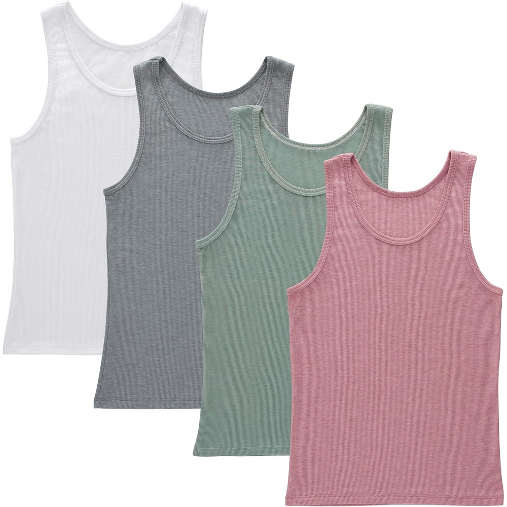 image:imageHanes Girls Originals Tank Pack Supersoft Tank Top for Girls Modal Stretch Rib Tanks 4PackWhiteGreyMintPink 4pack