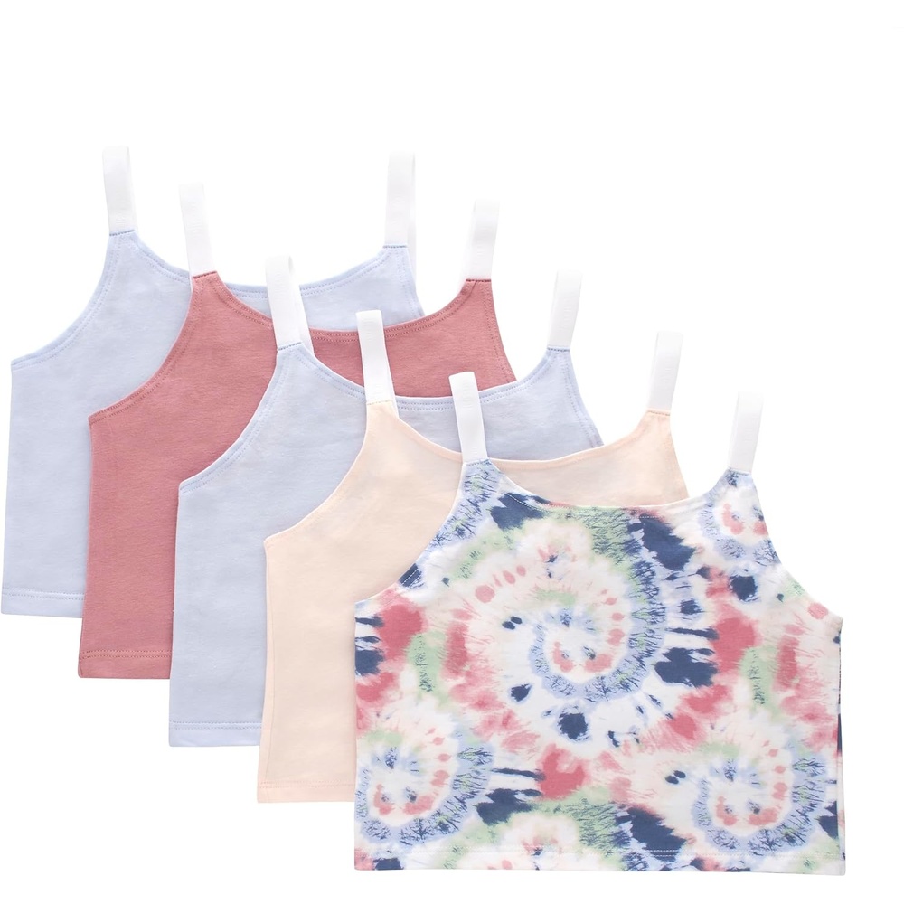 image:imageHanes Girls Originals Tween Underwear Crop Cami Pack Fashion Assorted 5PackBlush Periwinkle Navy