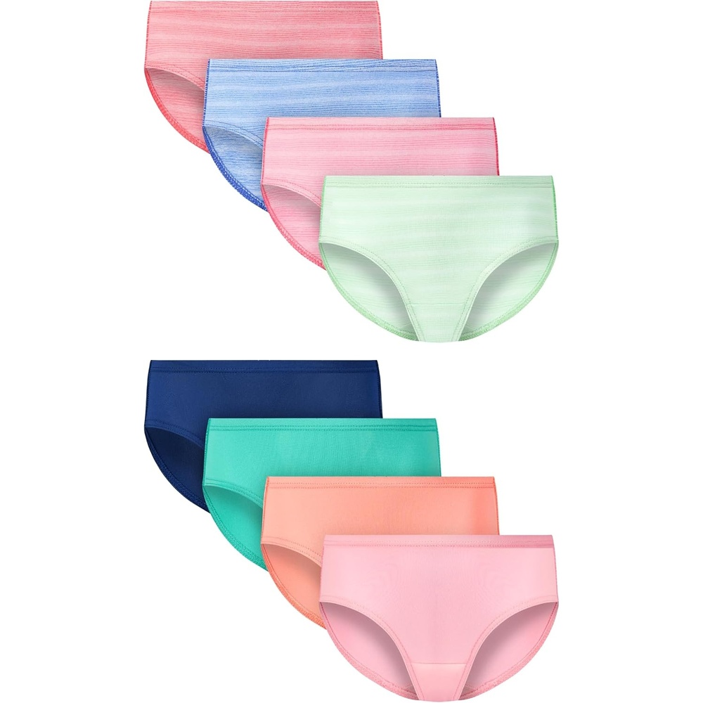 image:imageHanes Girls Underwear Hipsters 7pack Pure Comfort Microfiber Hipster Panties for Girls AssortedGreen Peach Blue Pink Teal