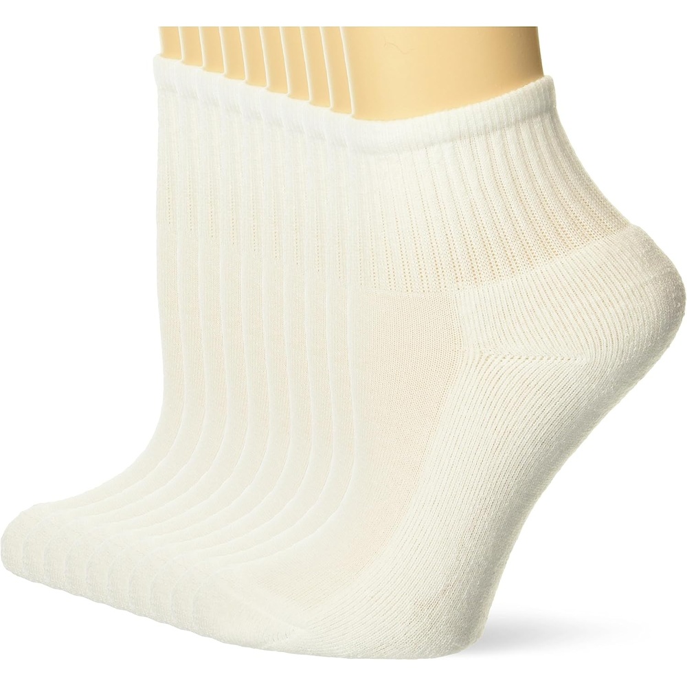 image:imageHanes Girls White Ankle Socks Pack Cushioned Socks Uniform Socks for Girls 10pairsWhite