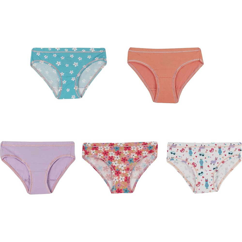 image:imageHanes Ultimate Girls Underwear Cotton Stretch Panties Briefs Bikinis amp Hipsters 5PackOrange Print Assorted