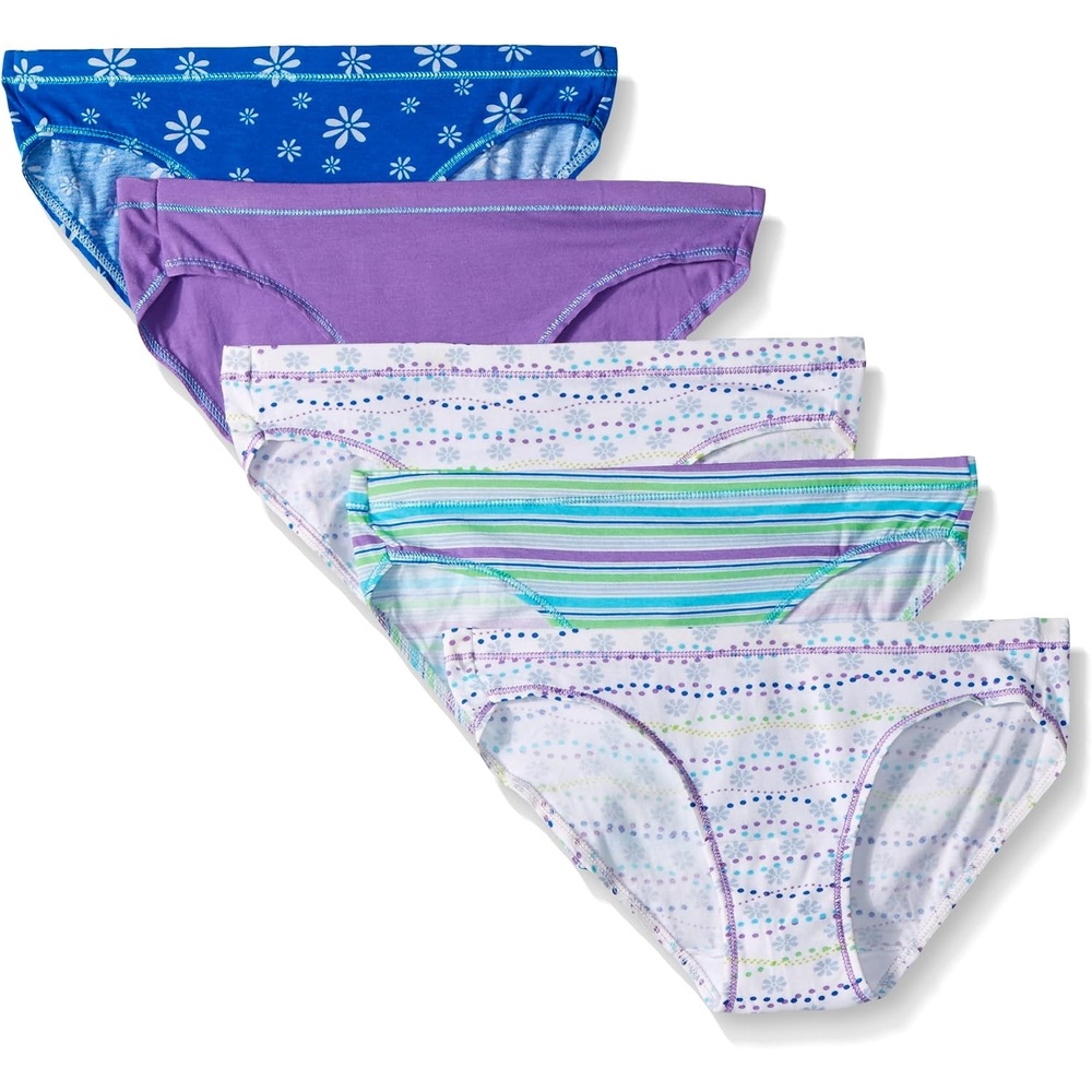 image:imageHanes Ultimate Girls Underwear Cotton Stretch Panties Briefs Bikinis amp Hipsters 5PackPastel Print Assorted