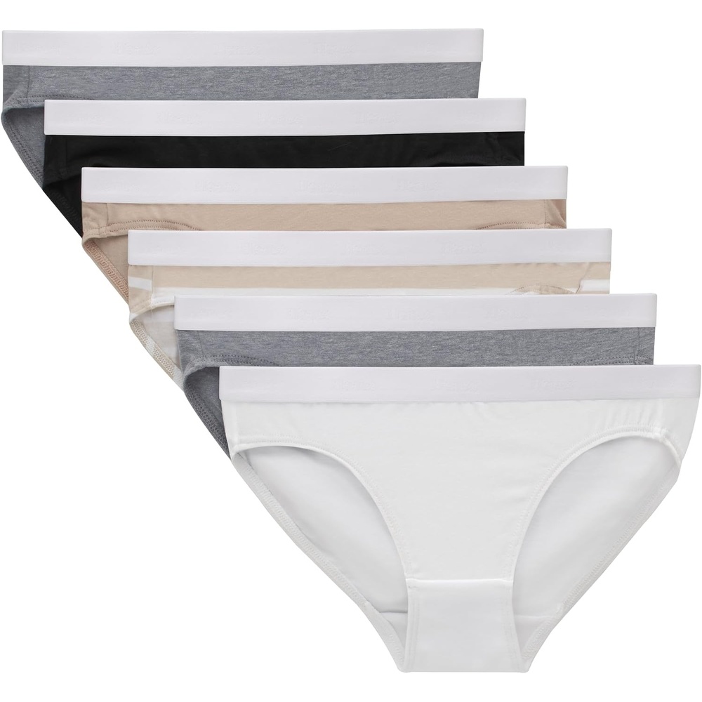 image:imageHanes girls Originals Underwear Stretch Cotton Boyshorts Hipster Bikini Panties 6packBlack Nude Grey White