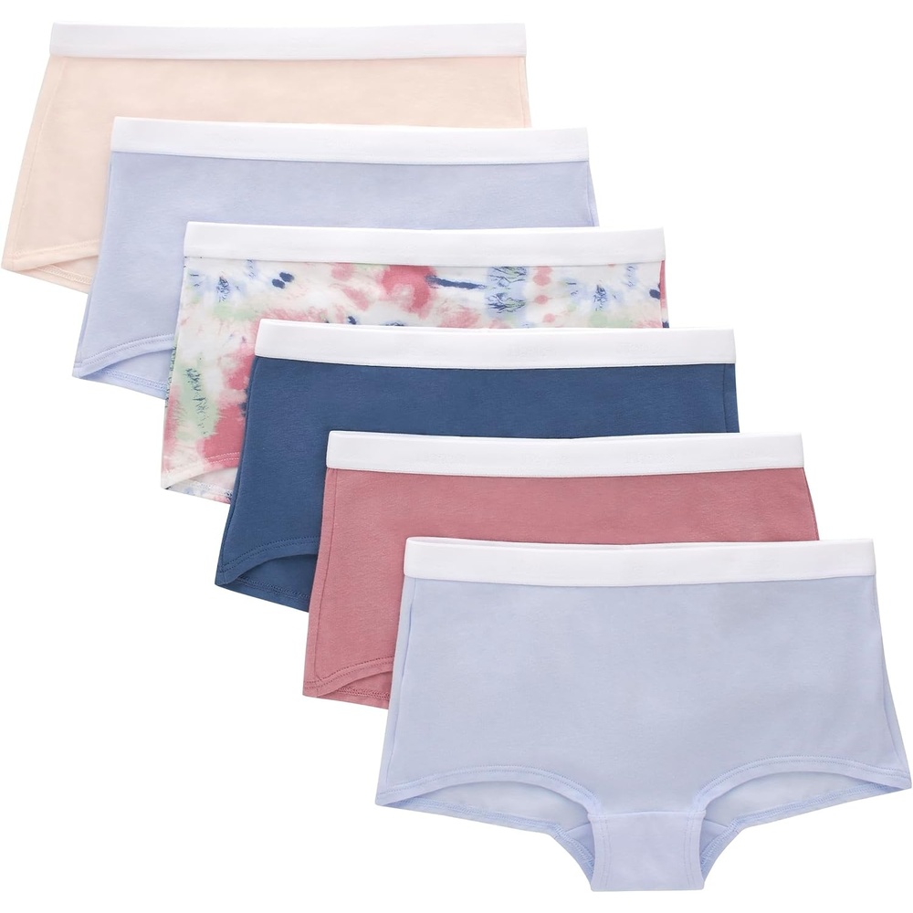 image:imageHanes girls Originals Underwear Stretch Cotton Boyshorts Hipster Bikini Panties 6packBlushPeriwinkleNavy