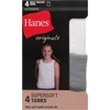 Hanes Girl’s Originals Tank Pack, Supersoft Tank Top for Girls, Modal Stretch Rib Tanks, 4-Pack(White/Grey/Mint/Pink 4-pack)