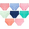 Hanes Girls’ Underwear Hipsters, 7-pack, Pure Comfort Microfiber Hipster Panties for Girls, Assorted(Green  Peach  Blue  Pink  Teal)