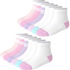 Hanes Toddler Ankle and Low Cut Socks, 12-Pack, Pure Comfort Socks for Infant & Toddler Girls and Boys – Organic Cotton Blend(White/Pink/Heather Pink/Purple)