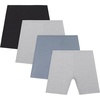 Hanes Girls and Toddlers Cartwheel Play Shorts, 4 or 6 Pack, Cotton Stretch(Grey Heather/Black/Blue – 4 Pack)