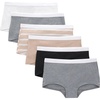 Hanes girls Originals Underwear, Stretch Cotton Boyshorts, Hipster, Bikini Panties, 6-pack(Beige/Grey/Black – Boyshorts)