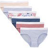 Hanes girls Originals Underwear, Stretch Cotton Boyshorts, Hipster, Bikini Panties, 6-pack(Ivory/Blue/Pink/Tie Dye Print)