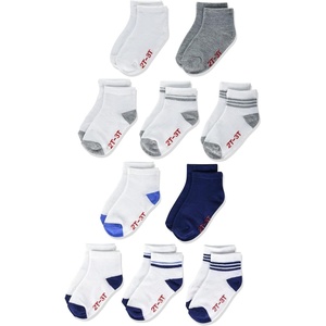 Hanes Baby And Toddler Socks, Non-slip Grip Ankle Socks, Boys’ and Girls’, Multipacks(White/Grey/Navy – 10 Pack)