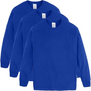Hanes Boys ComfortSoft Long-Sleeve T-Shirt Pack, Cotton Tees for Boys, 3-Pack(Deep Royal)