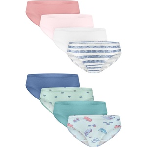 Hanes Girls’ And Toddler Organic Underwear, Brief & Hipster, 8-pack, Pure Comfort Organic 100% Cotton Panties(Blue/Stripes/Pink/White)
