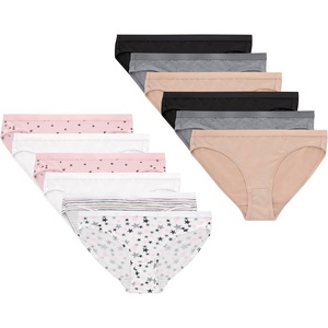 Hanes Girls’ And Toddlers Underwear, Stretch Cotton Panties, 12-pack, Briefs, Bikini and Hipsters for Girls(Black  Nude  Grey  White  Dot Print  Stripe Print  Star Print)