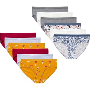 Hanes Girls’ And Toddlers Underwear, Stretch Cotton Panties, 12-pack, Briefs, Bikini and Hipsters for Girls(Purple  Periwinkle  Grey  White  Floral Prints)