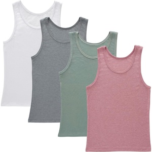 Hanes Girl’s Originals Tank Pack, Supersoft Tank Top for Girls, Modal Stretch Rib Tanks, 4-Pack(White/Grey/Mint/Pink 4-pack)