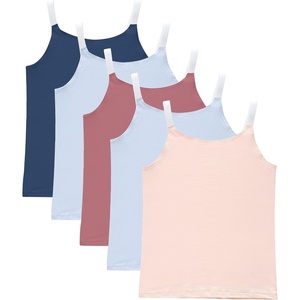 Hanes Girls’ Originals Tween Underwear Crop Cami Pack, Fashion Assorted, 5-Pack(Navy  Light Blue  Mauve  Blush Pink)
