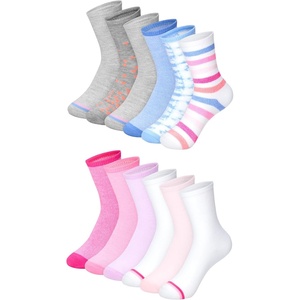 Hanes Girls’ Socks, Fashion Patterned Soft Socks, No Show, Ankle, and Crew, 12-pair Packs(Pink/Blue/Gray – 12 Pack)