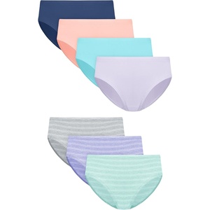 Hanes Girls’ Underwear Hipsters, 7-pack, Pure Comfort Microfiber Hipster Panties for Girls, Assorted(Aqua/Purple/Coral/Blue)