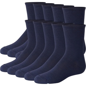 Hanes Girls’ Uniform Crew Socks, Plain Crew Socks, Knit Crew Socks for School Or Play, 10-pairs(Navy)