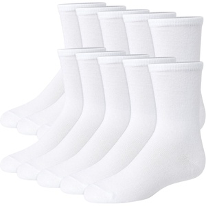 Hanes Girls’ Uniform Crew Socks, Plain Crew Socks, Knit Crew Socks for School Or Play, 10-pairs(White)