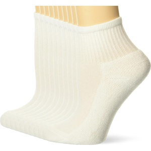 Hanes Girls’ White Ankle Socks Pack, Cushioned Socks, Uniform Socks for Girls, 10-pairs(White)