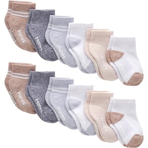 Hanes Toddler Ankle and Low Cut Socks, 12-Pack, Pure Comfort Socks for Infant & Toddler Girls and Boys – Organic Cotton Blend(White/Heather Gray/Heather Blue/Brown)