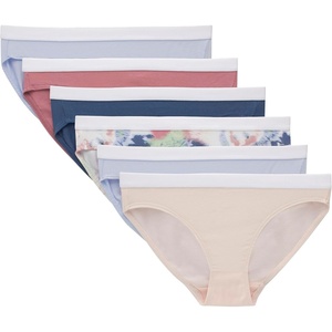 Hanes girls Originals Underwear, Stretch Cotton Boyshorts, Hipster, Bikini Panties, 6-pack(Blush Pink  Periwinkle  Tie-dye  Navy  Mauve)